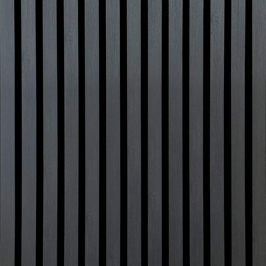 Close up of a Black Acoustic Slatwall Panel