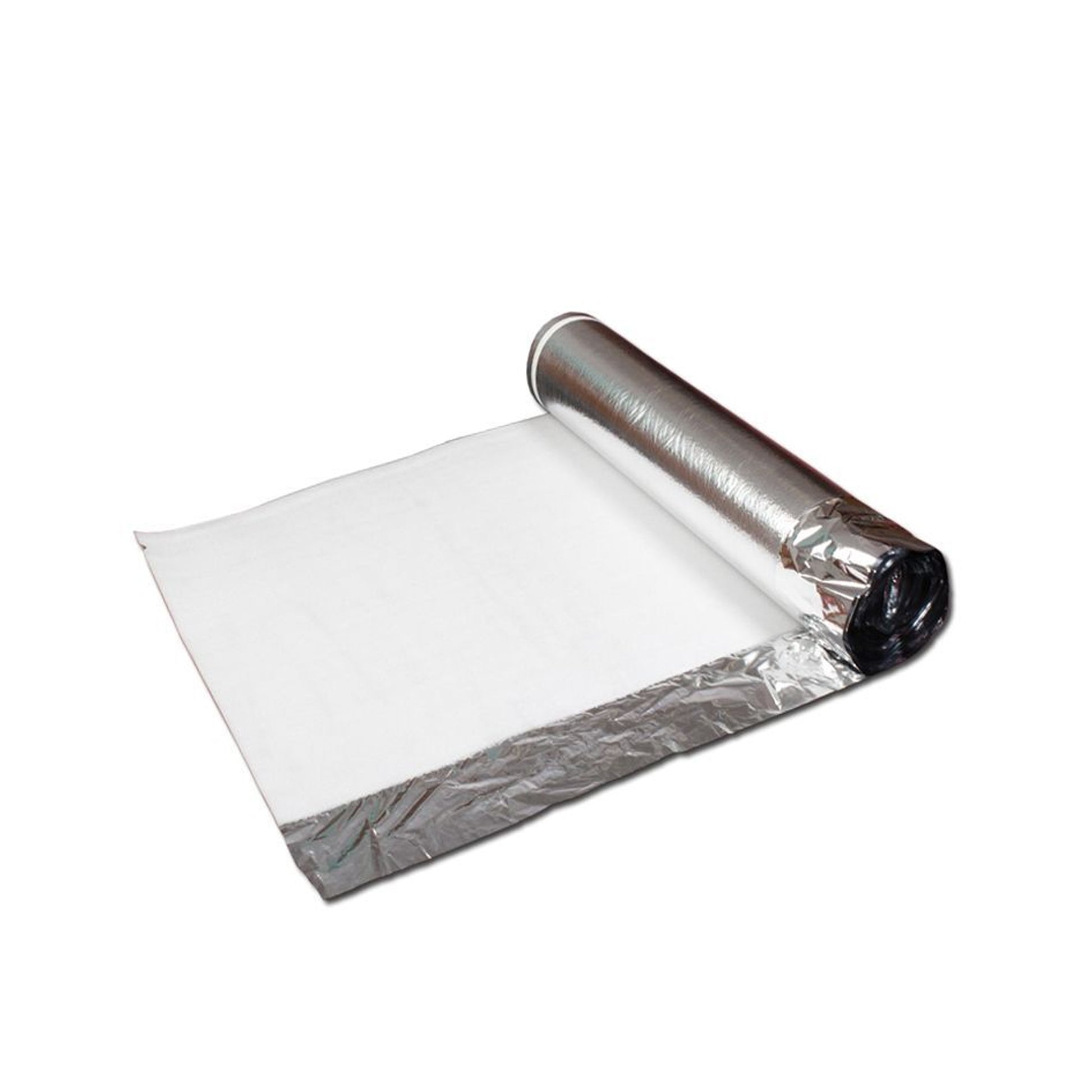 Alufoil flooring underlay on a white background
