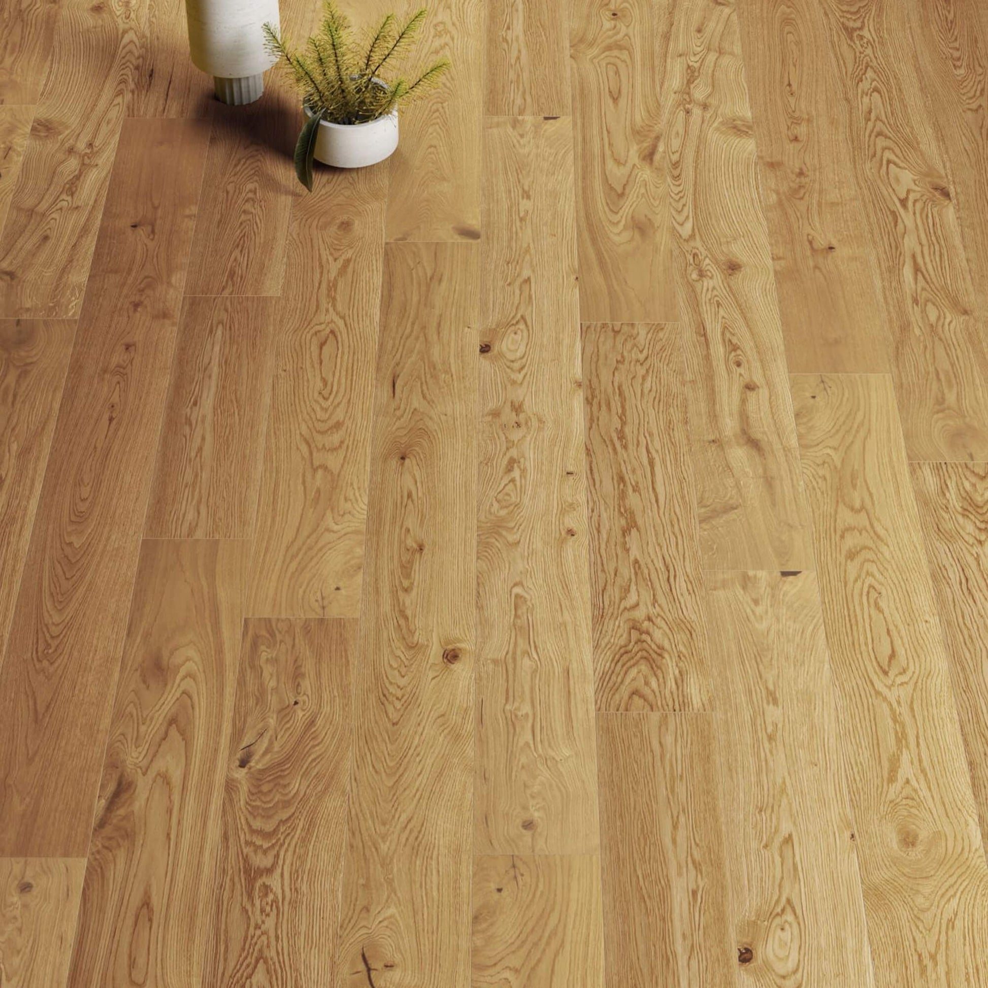 Close-up of of the wood grain of Character Oak Matt Lacquered 190mm Engineered Wood Flooring.