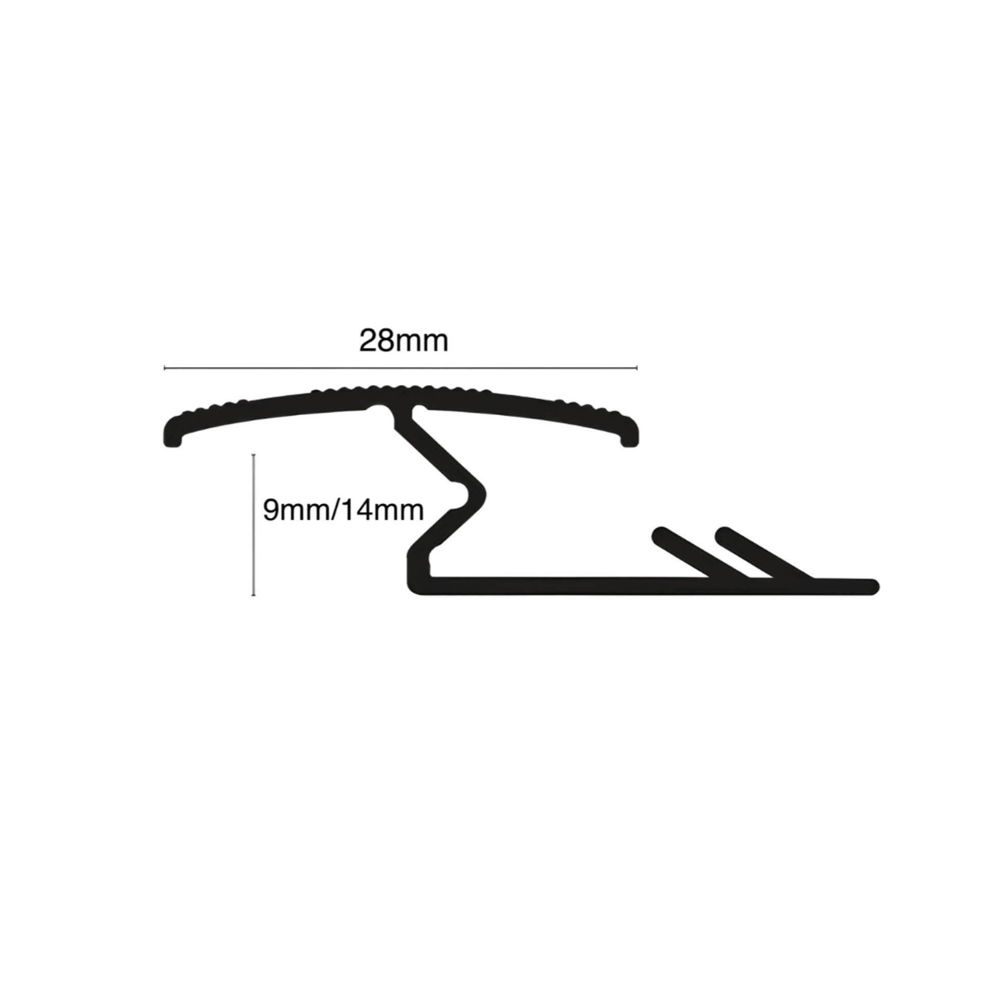 Metal Z carpet Door Bar Technical Drawing on a white background.