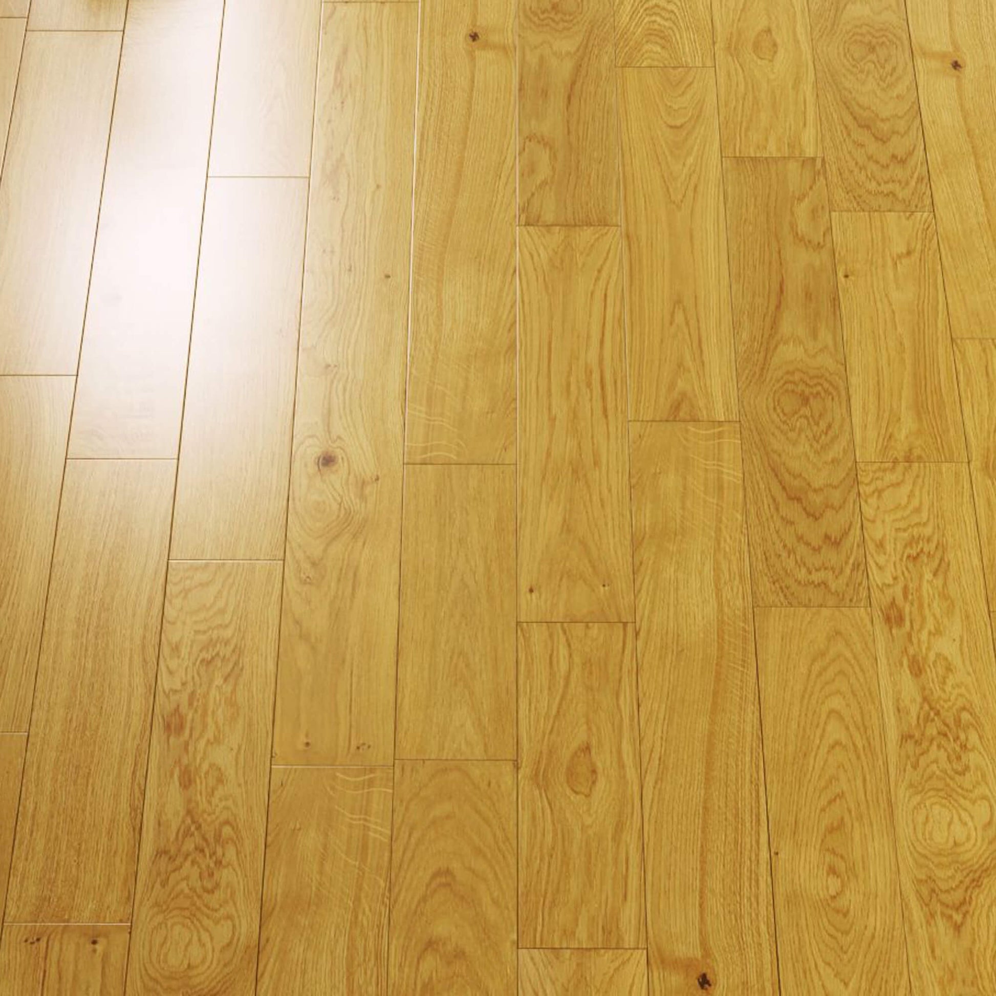 Close-up of the 120mm Natural Oak Timberclick Lacquered Engineered Wood Flooring with visible grain and texture.