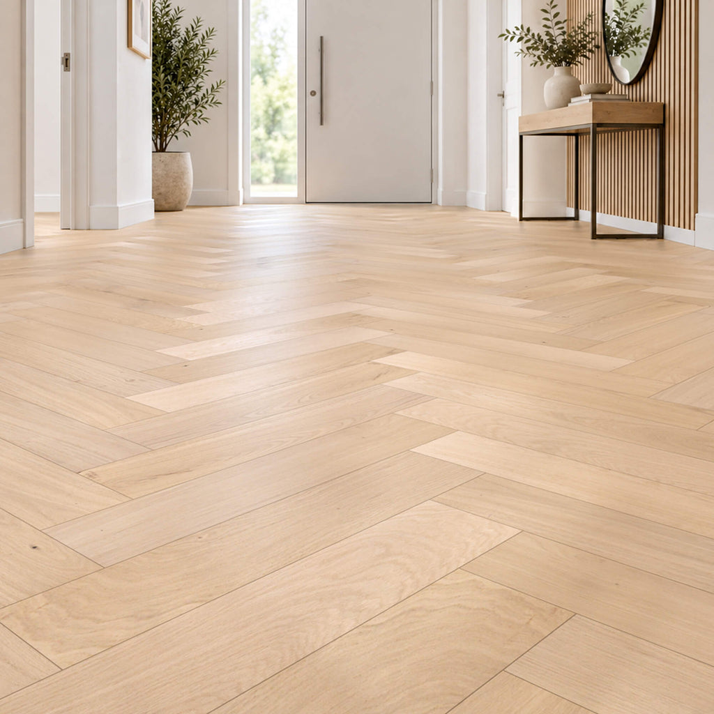 Scandi Oak Herringbone Matt Lacquered Engineered Wood Flooring (120mm Wide Board)