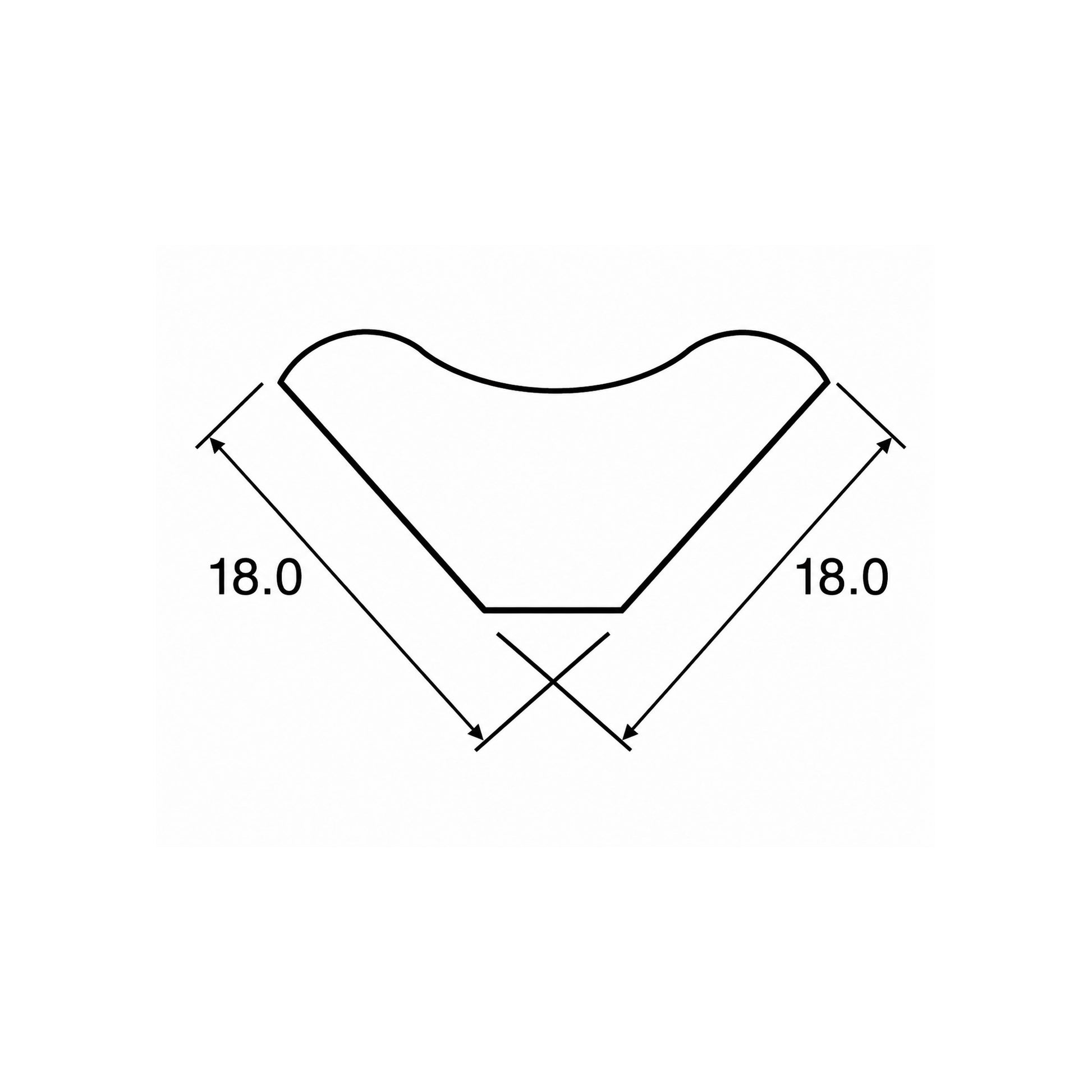 Technical drawing of a Scotia trim on a white background.