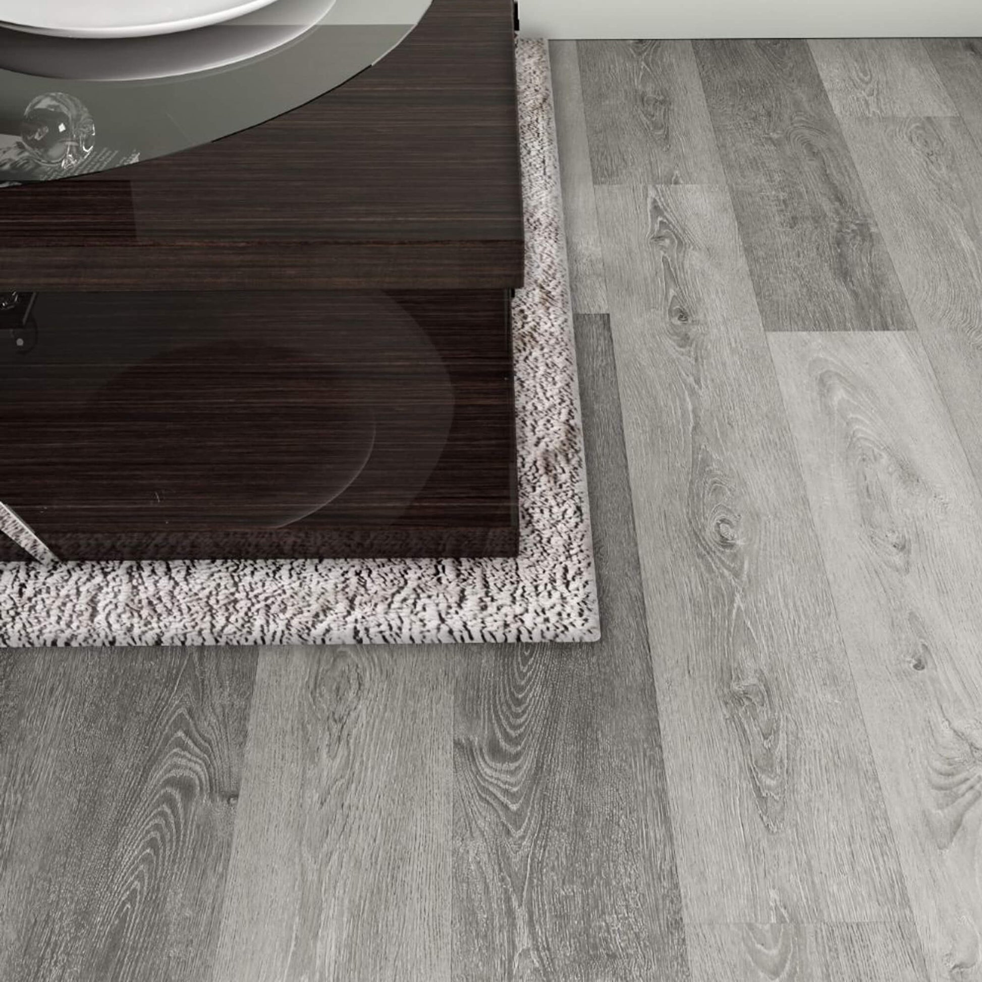 Silver Grey Oak Prestige Laminate Flooring in a living room home interior setting