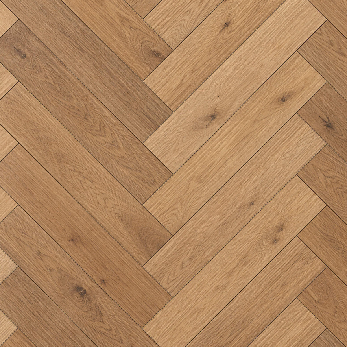 Close-up of Smoked Oak Herringbone matt lacquered engineered wood flooring