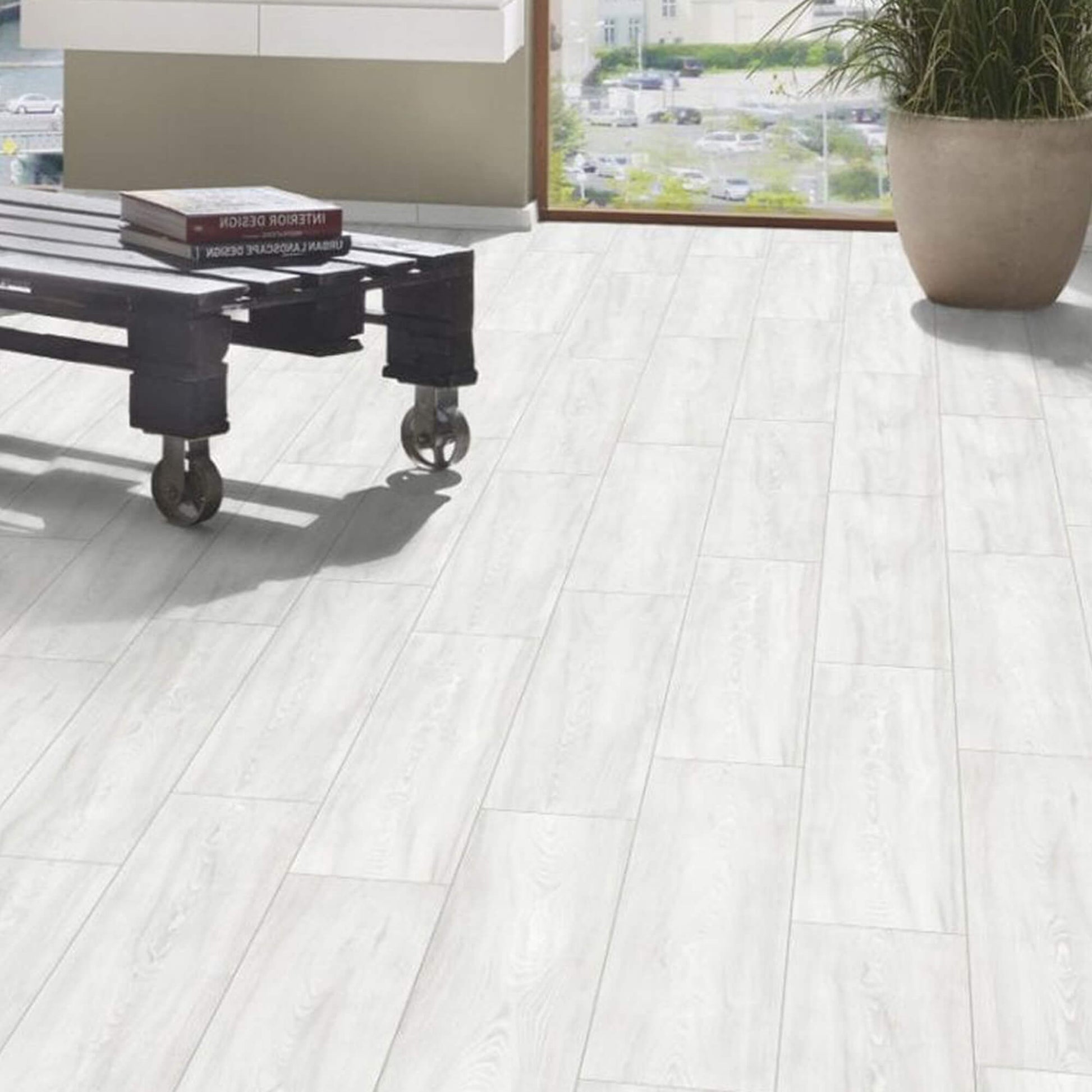 Virgin Scandi Laminate Flooring in a living room apartment setting