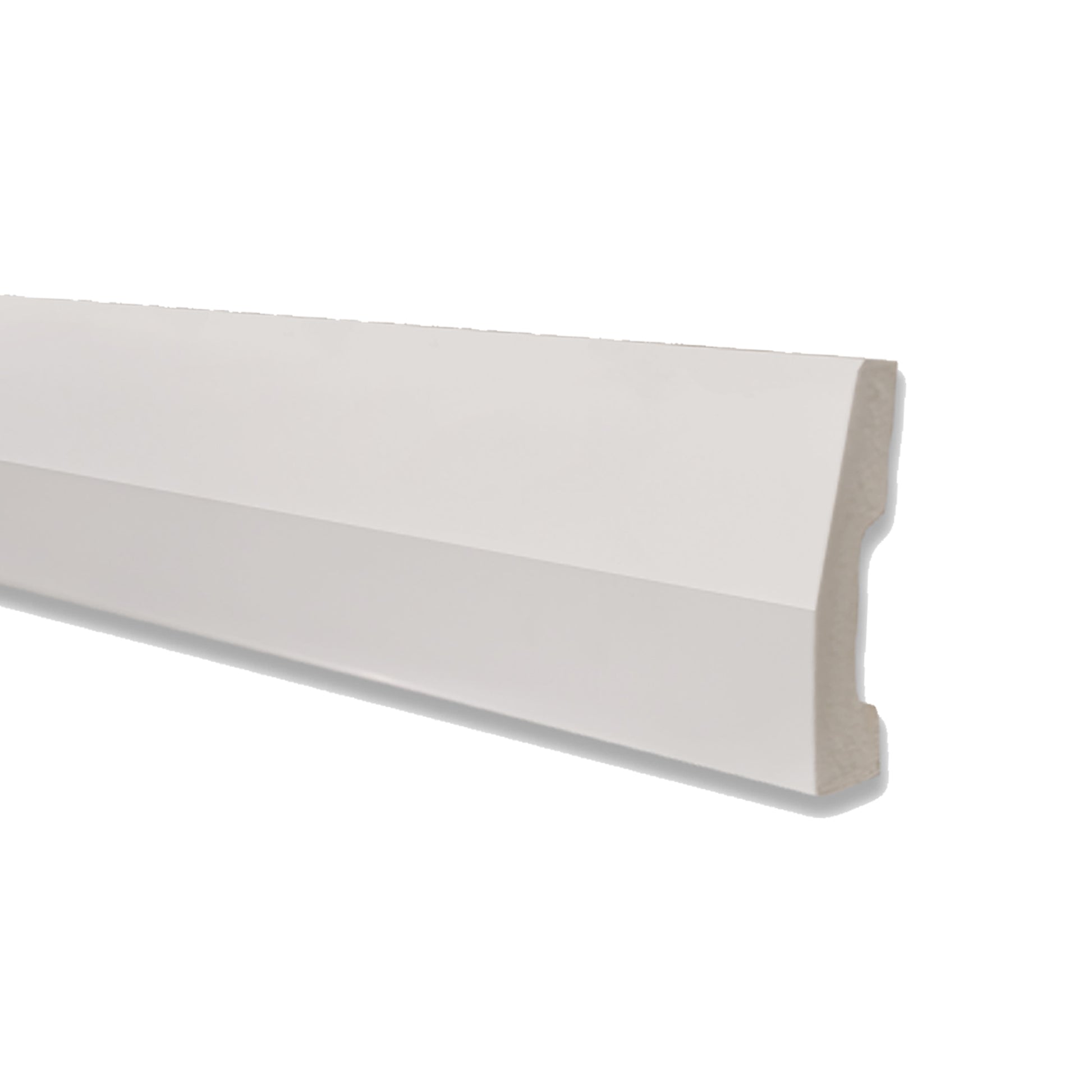 White PS Plastic Bevelled Architrave on a white background